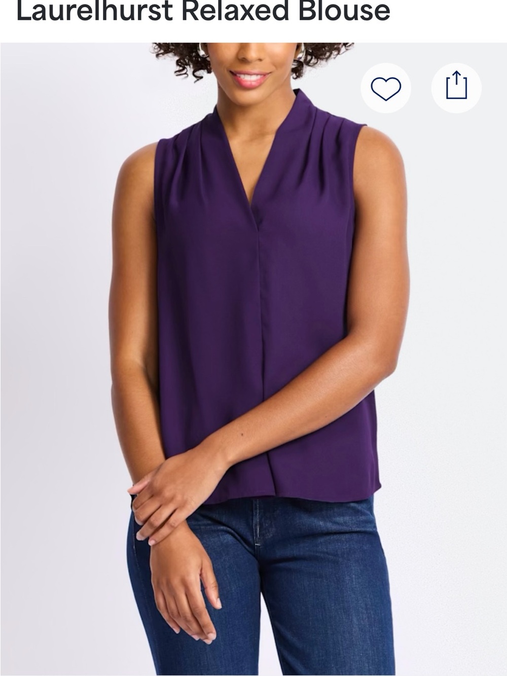 Sleeveless V-Neck Blouse - Purple